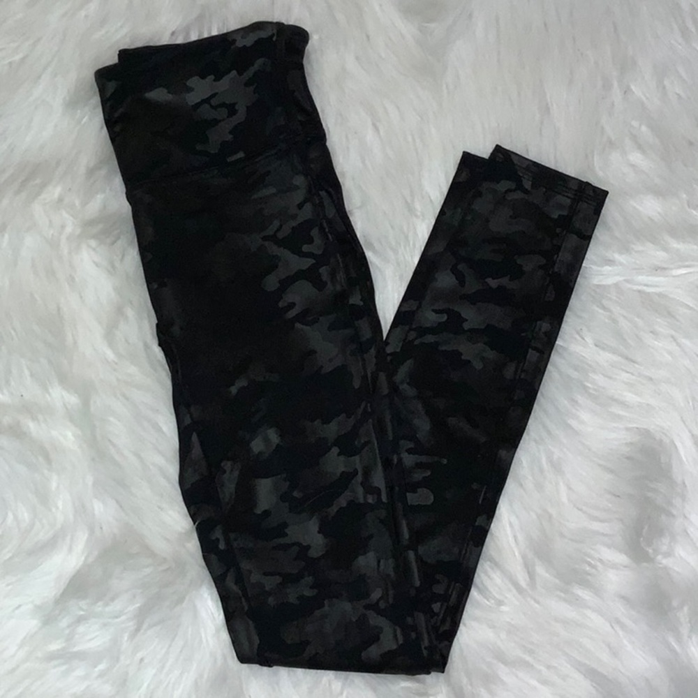 Black camo SPANX leather leggings